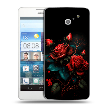Пластиковый чехол на Huawei Ascend D2 с принтом Розы красные