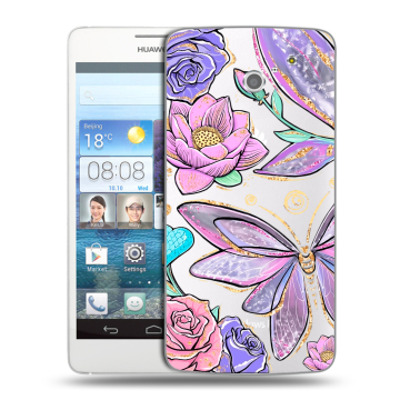 Пластиковый чехол на Huawei Ascend D2 с принтом Бабочки и цветы Пластиковый чехол на Huawei Ascend D2 с принтом Бабочки и цветы