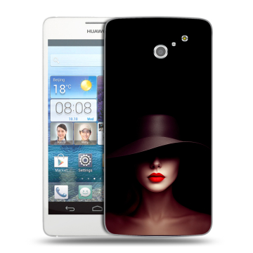 Пластиковый чехол на Huawei Ascend D2 с принтом Девушка в шляпе Пластиковый чехол на Huawei Ascend D2 с принтом Девушка в шляпе