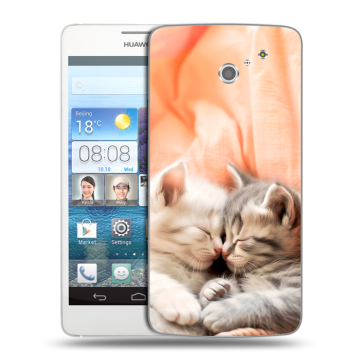 Пластиковый чехол на Huawei Ascend D2 с принтом Котята Пластиковый чехол на Huawei Ascend D2 с принтом Котята