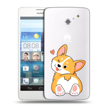 Пластиковый чехол на Huawei Ascend D2 с принтом Корги Пластиковый чехол на Huawei Ascend D2 с принтом Корги