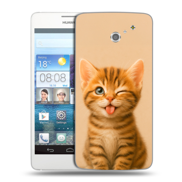 Пластиковый чехол на Huawei Ascend D2 с принтом котенок Пластиковый чехол на Huawei Ascend D2 с принтом котенок
