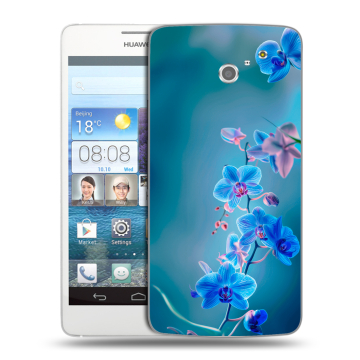 Пластиковый чехол на Huawei Ascend D2 с принтом Голубые цветы Пластиковый чехол на Huawei Ascend D2 с принтом Голубые цветы