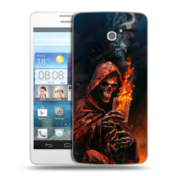 Пластиковый чехол на Huawei Ascend D2 с принтом Скелет и карты Пластиковый чехол на Huawei Ascend D2 с принтом Скелет и карты