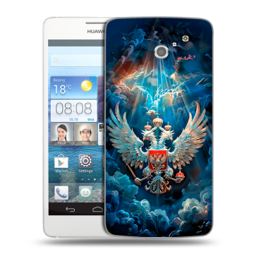 Пластиковый чехол на Huawei Ascend D2 с принтом Герб флаг России Пластиковый чехол на Huawei Ascend D2 с принтом Герб флаг России