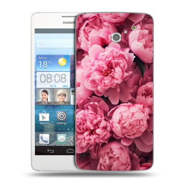 Пластиковый чехол на Huawei Ascend D2 с принтом цветы пионы Пластиковый чехол на Huawei Ascend D2 с принтом цветы пионы