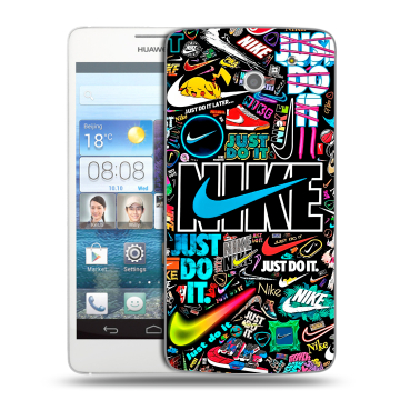 Пластиковый чехол на Huawei Ascend D2 с принтом найк nike черный Пластиковый чехол на Huawei Ascend D2 с принтом найк nike черный