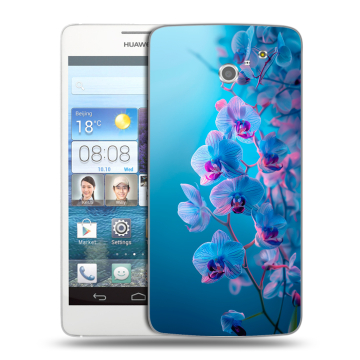 Пластиковый чехол на Huawei Ascend D2 с принтом голубые орхидеи Пластиковый чехол на Huawei Ascend D2 с принтом голубые орхидеи