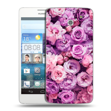 Пластиковый чехол на Huawei Ascend D2 с принтом лавандовые розы