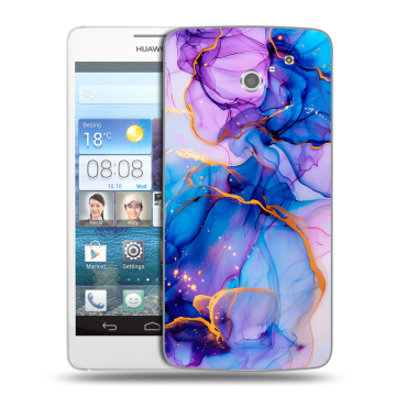 Пластиковый чехол на Huawei Ascend D2 с принтом синий мрамор Пластиковый чехол на Huawei Ascend D2 с принтом синий мрамор