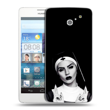 Пластиковый чехол на Huawei Ascend D2 с принтом монашка Пластиковый чехол на Huawei Ascend D2 с принтом монашка