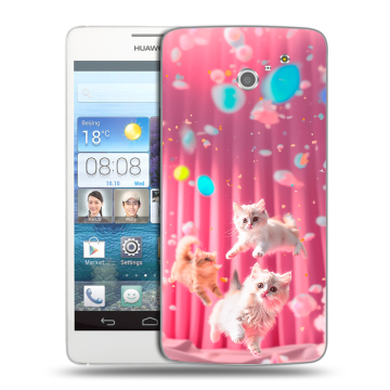 Пластиковый чехол на Huawei Ascend D2 с принтом милые котики