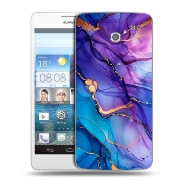 Пластиковый чехол на Huawei Ascend D2 с принтом синий мрамор Пластиковый чехол на Huawei Ascend D2 с принтом синий мрамор