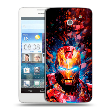 Пластиковый чехол на Huawei Ascend D2 с принтом Железный человек Ironman Пластиковый чехол на Huawei Ascend D2 с принтом Железный человек Ironman