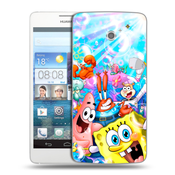 Пластиковый чехол на Huawei Ascend D2 с принтом спанчбоб спанч боб
