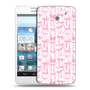 Пластиковый чехол на Huawei Ascend D2 с принтом Розовые бантики Пластиковый чехол на Huawei Ascend D2 с принтом Розовые бантики