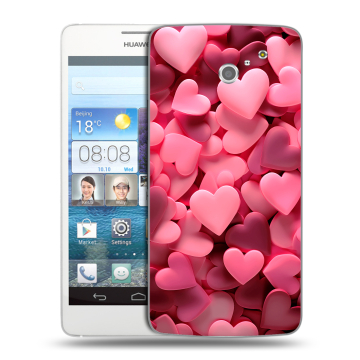 Пластиковый чехол на Huawei Ascend D2 с принтом розовые сердечки Пластиковый чехол на Huawei Ascend D2 с принтом розовые сердечки