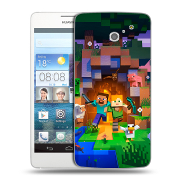 Пластиковый чехол на Huawei Ascend D2 с принтом Майнкрафт Minecraft Пластиковый чехол на Huawei Ascend D2 с принтом Майнкрафт Minecraft