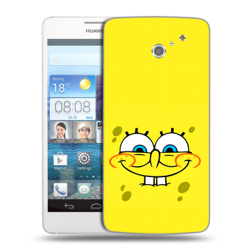 Пластиковый чехол на Huawei Ascend D2 с принтом спанчбоб спанч боб