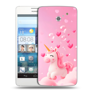 Пластиковый чехол на Huawei Ascend D2 с принтом Единорог