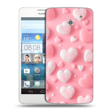 Пластиковый чехол на Huawei Ascend D2 с принтом Сердечки