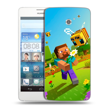 Пластиковый чехол на Huawei Ascend D2 с принтом Майнкрафт Minecraft
