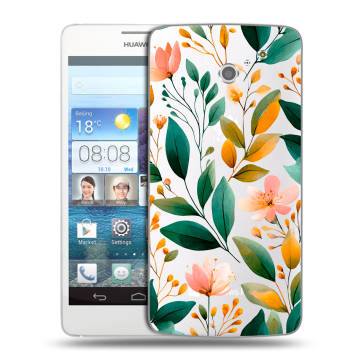 Пластиковый чехол на Huawei Ascend D2 с принтом Цветы паттерн