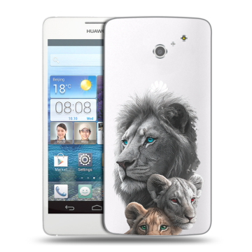 Пластиковый чехол на Huawei Ascend D2 с принтом Львы