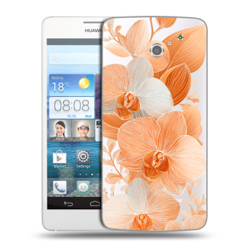Пластиковый чехол на Huawei Ascend D2 с принтом Бежевые цветы