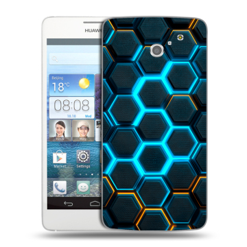 Пластиковый чехол на Huawei Ascend D2 с принтом Неоновые соты