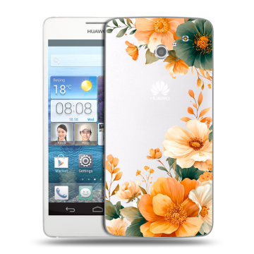 Пластиковый чехол на Huawei Ascend D2 с принтом Цветы принт
