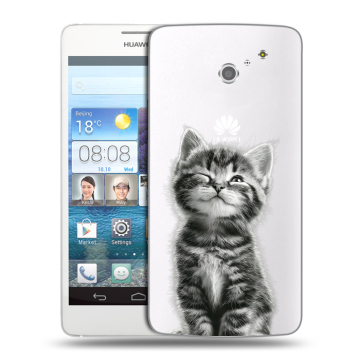 Пластиковый чехол на Huawei Ascend D2 с принтом Котенок Пластиковый чехол на Huawei Ascend D2 с принтом Котенок