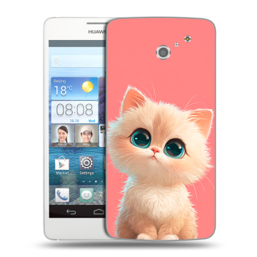 Пластиковый чехол на Huawei Ascend D2 с принтом Розовый котенок