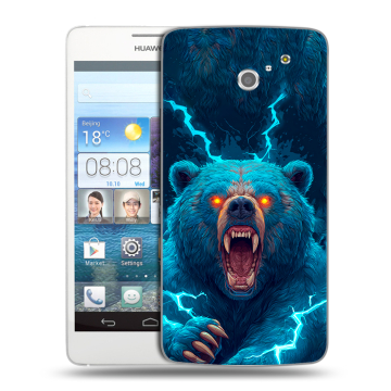 Пластиковый чехол на Huawei Ascend D2 с принтом Медведь