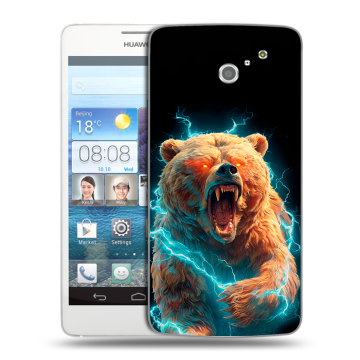 Пластиковый чехол на Huawei Ascend D2 с принтом Медведь
