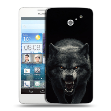 Пластиковый чехол на Huawei Ascend D2 с принтом Волк Пластиковый чехол на Huawei Ascend D2 с принтом Волк