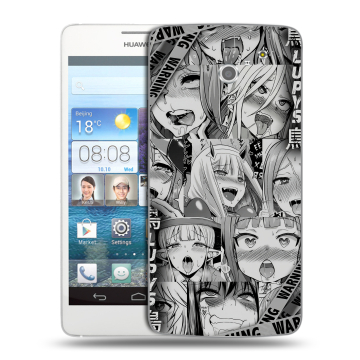 Пластиковый чехол на Huawei Ascend D2 с принтом Ahegao Ахегао Аниме