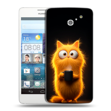 Пластиковый чехол на Huawei Ascend D2 с принтом Смешной кот Пластиковый чехол на Huawei Ascend D2 с принтом Смешной кот
