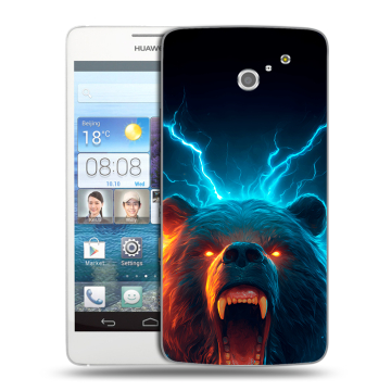 Пластиковый чехол на Huawei Ascend D2 с принтом Медведь