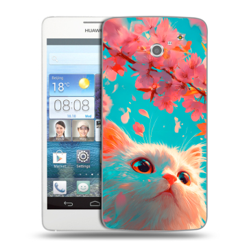 Пластиковый чехол на Huawei Ascend D2 с принтом Красивый кот