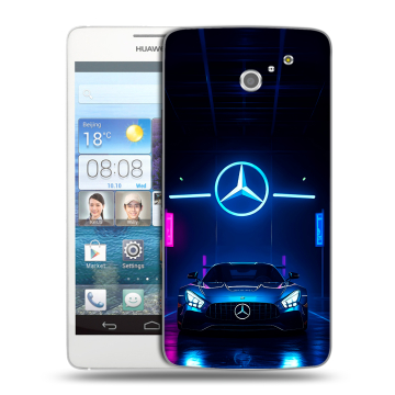 Пластиковый чехол на Huawei Ascend D2 с принтом Mercedes Мерседес Пластиковый чехол на Huawei Ascend D2 с принтом Mercedes Мерседес