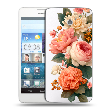 Пластиковый чехол на Huawei Ascend D2 с принтом цветы
