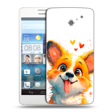 Пластиковый чехол на Huawei Ascend D2 с принтом корги Пластиковый чехол на Huawei Ascend D2 с принтом корги