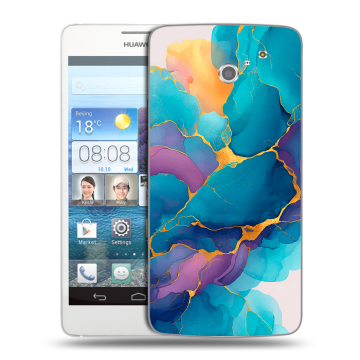 Пластиковый чехол на Huawei Ascend D2 с принтом Мрамор блестки