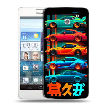 Пластиковый чехол на Huawei Ascend D2 с принтом машины тачки