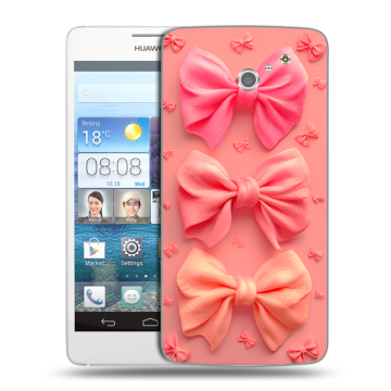 Пластиковый чехол на Huawei Ascend D2 с принтом Розовые бантики Пластиковый чехол на Huawei Ascend D2 с принтом Розовые бантики