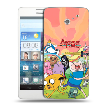 Пластиковый чехол на Huawei Ascend D2 с принтом Adventure time Время приключений