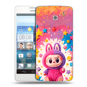 Пластиковый чехол на Huawei Ascend D2 с принтом Labubu Лабубу Пластиковый чехол на Huawei Ascend D2 с принтом Labubu Лабубу