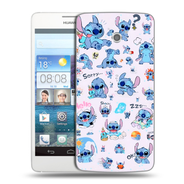 Пластиковый чехол на Huawei Ascend D2 с принтом Лило и Стич