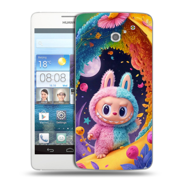 Пластиковый чехол на Huawei Ascend D2 с принтом Labubu Лабубу Пластиковый чехол на Huawei Ascend D2 с принтом Labubu Лабубу